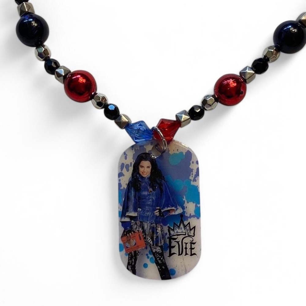 Disney Descendants Evie Dog Tag Beaded Necklace